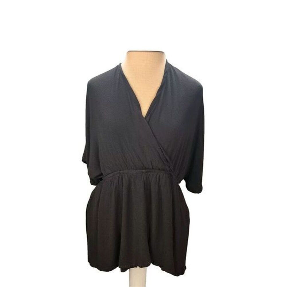 Lulus Women's Wrap Dress Large Black Mini Rayon Night Out No‎ Belt Tie Back